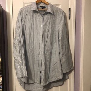 Love and Legend blue and white stripped button down women’s blouse. Size 18